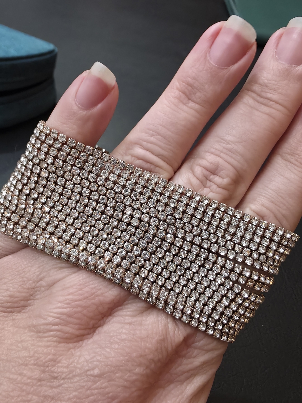 Aldo Sparkling Rose Gold Crystal Wide Bracelet - Women Jewelry